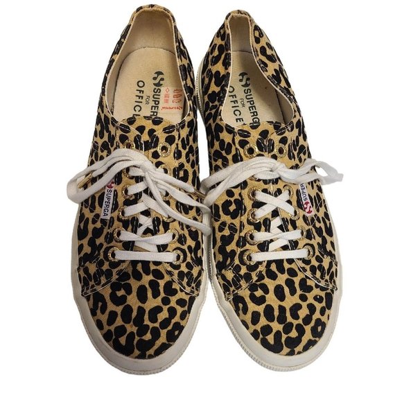Superga Leopard Print Trainers Sneakers Tennis Shoes Womens 100% Cotton Size 8 - Picture 4 of 10